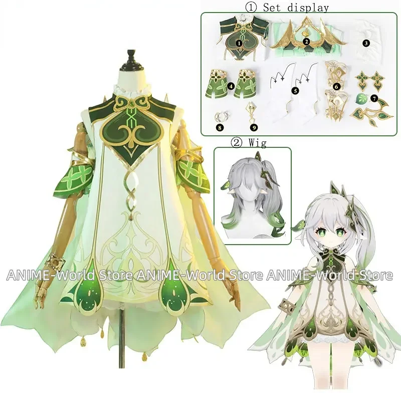 

Game Genshin Impact Nahida Cosplay Sumeru Lesser Lord Kusanali Cosplay Wig Mini Dress Lolita Clothing Halloween Party Costumes