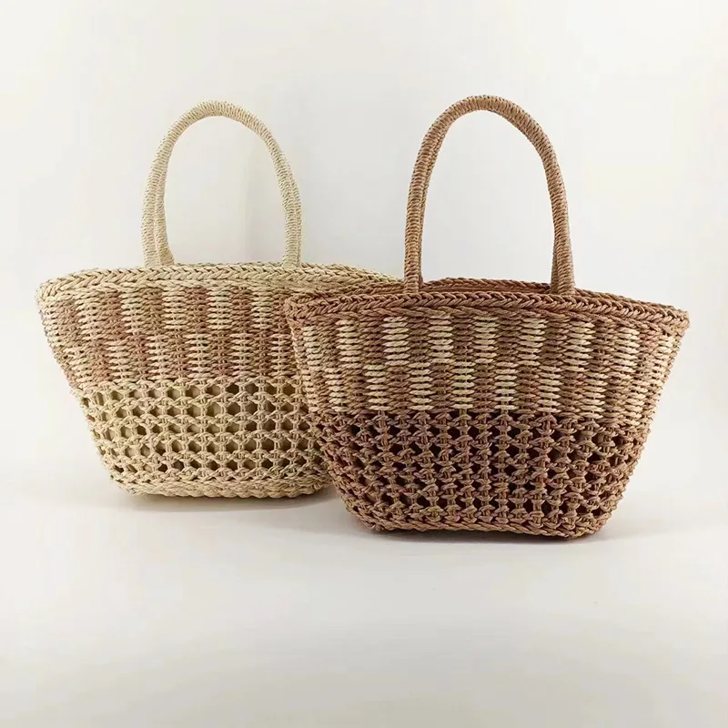

2023 New Arrivals Female Straw Bag Hand Woven Hollow Bag Tote Bag Summer Handmade Women's Beach Holiday Shoulder Bag Sac Femme