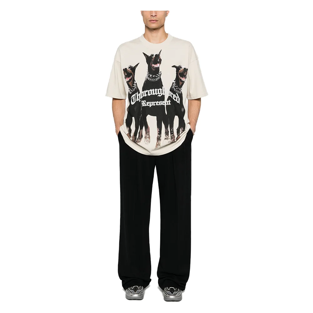24/25 New Printed T-shirt Fashion Fashion Personalized Short-sleeved T-shirt Essential Street Crewneck Dog Print Thoroughbred