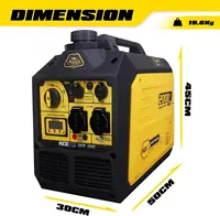 Générateur à onduleur Aceup Energy 2000W, super silencieux, 4 temps, 230V/12V/USB, affichage numérique, portable 19,6 kg, camping/extérieur 3