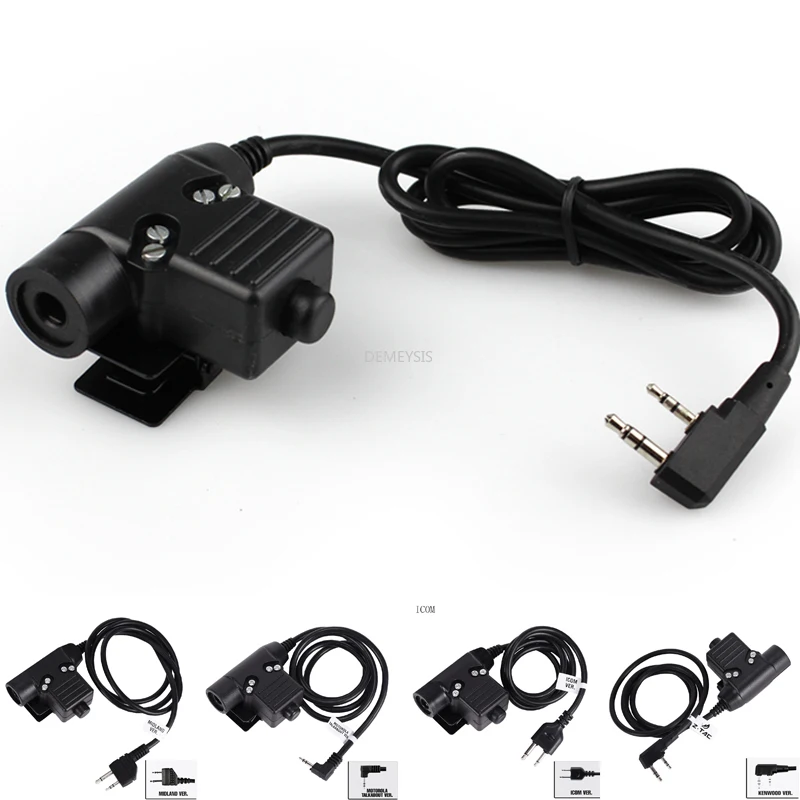 Tactical U94 PTT Headset Adapter PTT for Icom Kenwood Midland Moto Talkabout Mobile Phone Push To Talk Cable Plug with Button tactical headset walkie talkie headset adapter