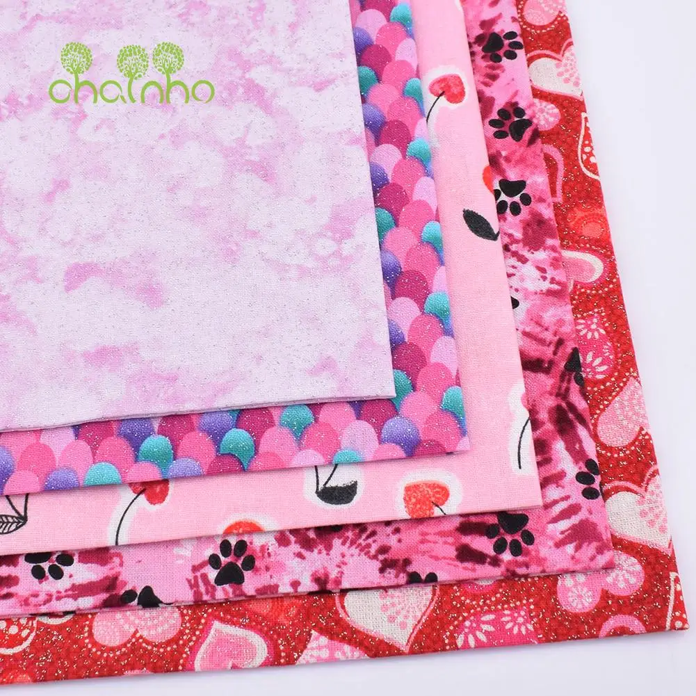 Chainho,Printed Plain Weave Cotton Fabric,Handmade DIY Quilting Sewing Material,Patchwork Cloth,Bronzing Series,20x25cm,15CD59