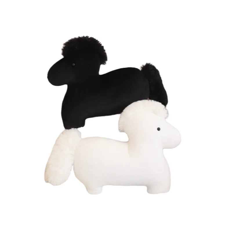 55CM Funny Creative Black White Horse Soft Plush Toys Comfortable Sofa Pillow Decoration Girls Kids Birthday Christmas Presents