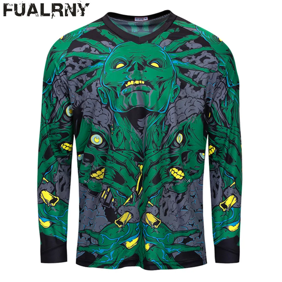 Maillot De Motocross Manches Longues - Homme - Vert - MTB - Léger Et Respirant