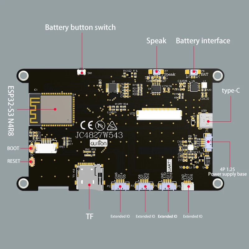 Guition ESP32-S3 8M PSRAM 4M ÷ 4.3 ġ IPS 480*270 ȭ LCD ÷ ,   