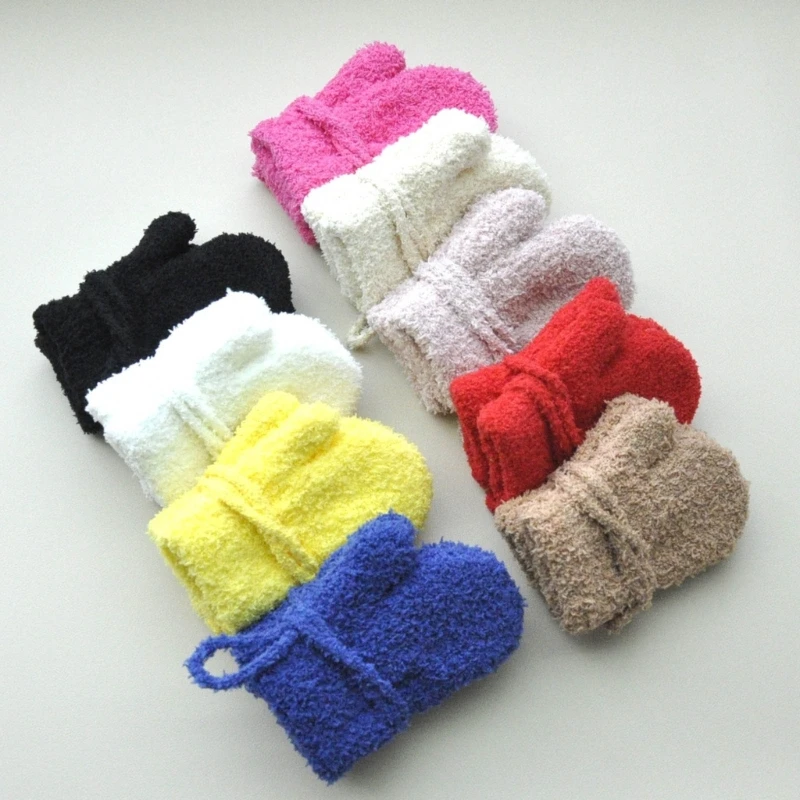 Baby Warm Gloves for 1-3 Years Kids Soft Breathable Mittens Thick Full Finger Gloves Solid Color Gift for Boys and Girls A2UB 2
