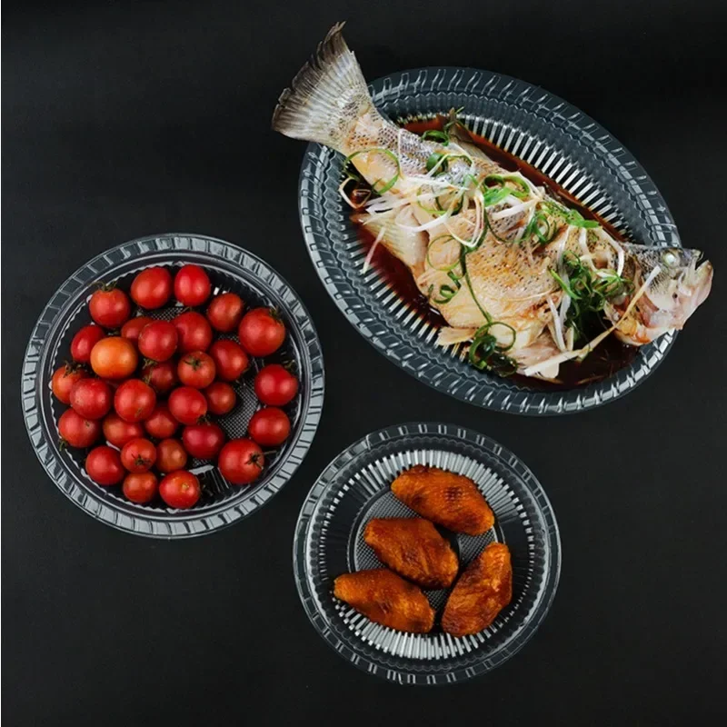 10/20PCS Disposable Plates Food Grade Plastic Salad Fruit Plate High-temperature Resistant Barbecue Buffet Thickened Tableware