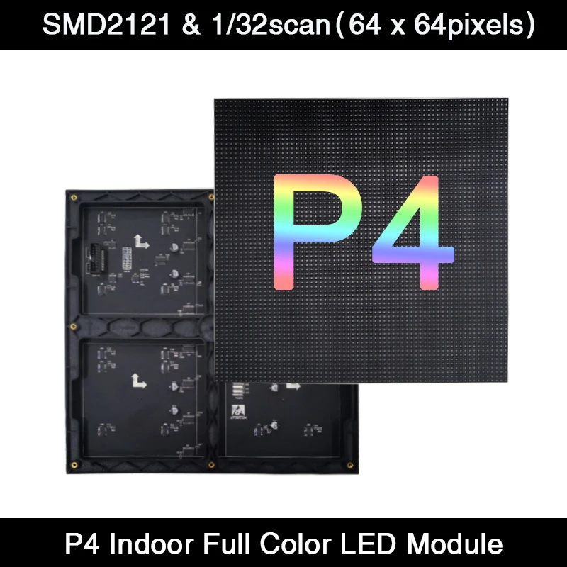 AiminRui High Resolution P4 Indoor 1/32 Scan 256*256mm 64*64 Pixels 3in1 RGB SMD Full Color LED Display Panel Module
