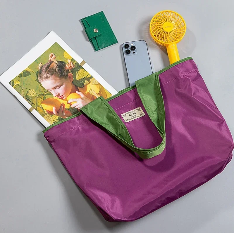 1er-Pack wiederverwendbare Einkaufstasche, faltbare, umweltfreundliche Aufbewahrungstasche mit großem Fassungsvermögen und Kordelzug, lässige Einkaufs-Umhängetasche – Detail 9