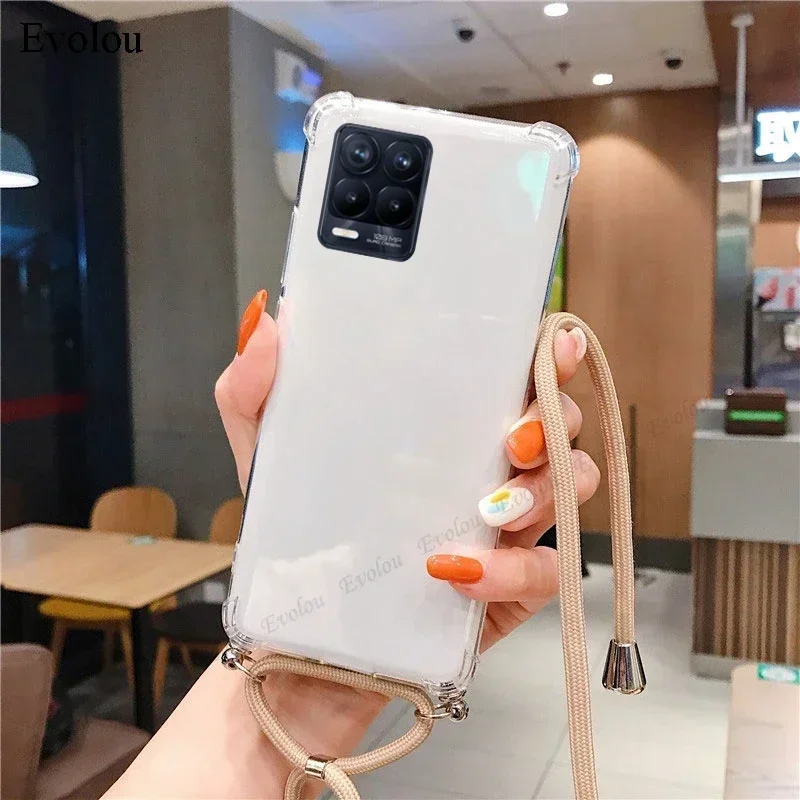 Transparent Shockproof Silicone Crossbody Lanyard Case