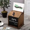 Lockable Wall Mounted Wooden Suggestion Box Chalkboard Ballot Donation Collection Box Lockable 5