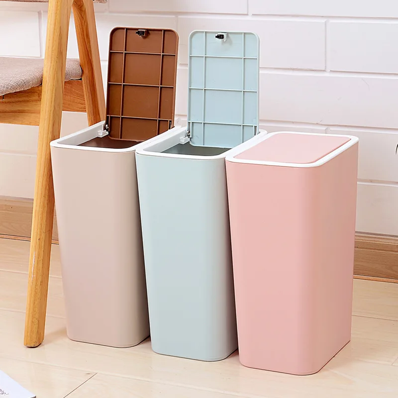 Trash Can Waste Bin For Kitchen Bathroom Toilet Narrow Type Trash Living Room Paper Basket Garbage Bin With Lid Kitchen Storage