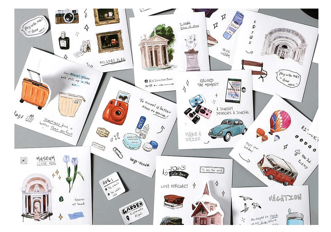50sheets/book Retro Ins Soft Time Die Cutting Mini Sticker Notebook Journal Photocard Sticker DIY Material Aesthetic Stationery