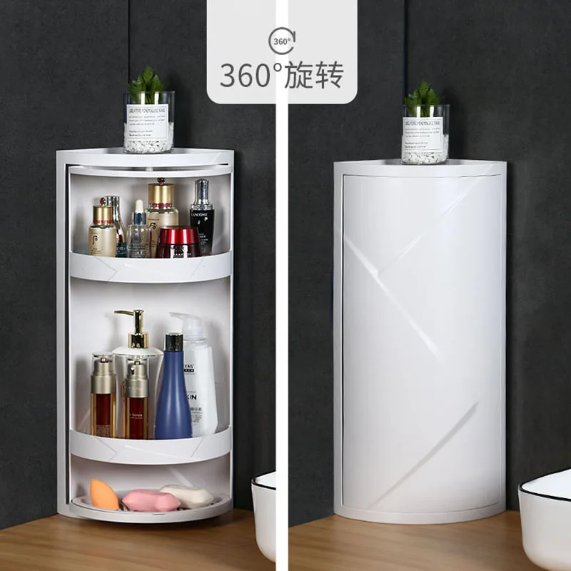 

Creative Bathroom Corner Shelf Kitchen Bathroom Rotary Storage Rack Washstand Triangle Organizing Rack