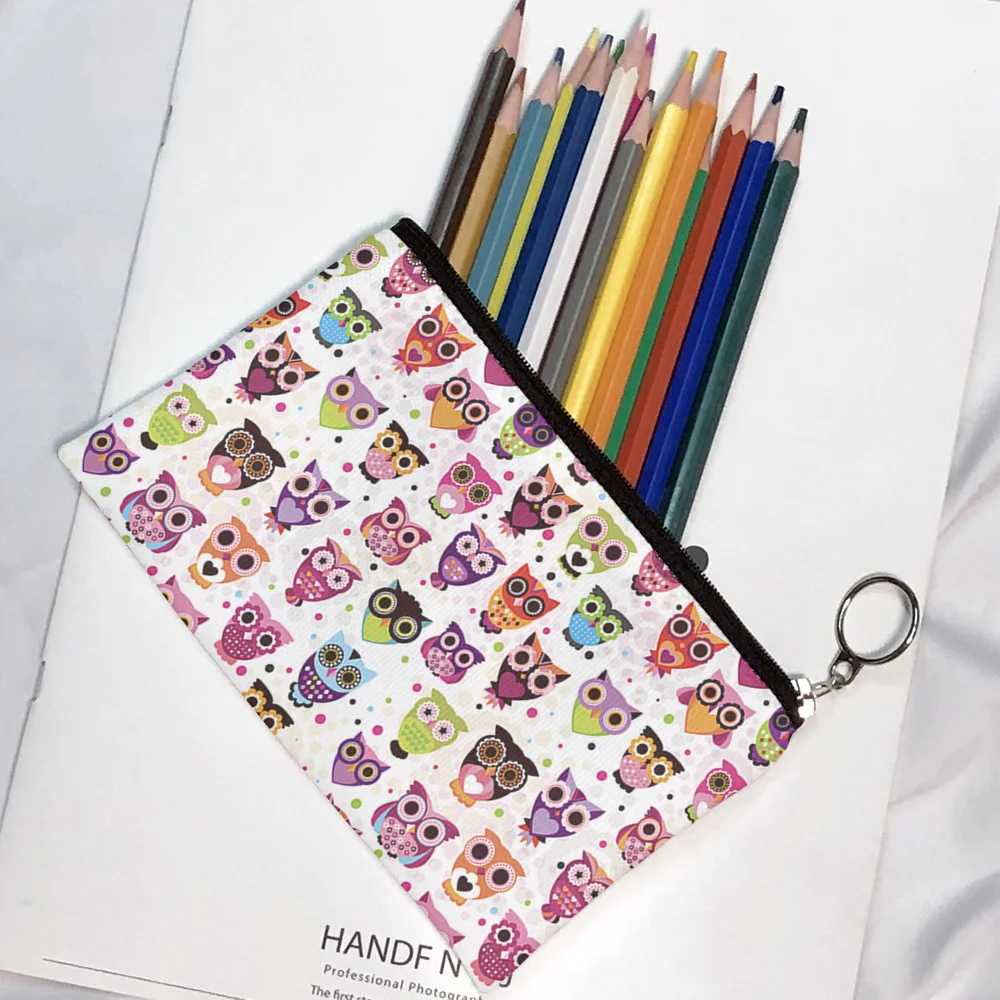 Fashion Owl Pattern Coin Purses Small Fresh Canvas Coin Wallet Lady Girls Earphone Key Money Storage Bag Zipper Pouch