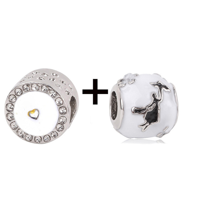 New Design White Heart Charm Beads Pendant Fit European Style Brand Bracelets Necklaces For Women Jewelry Making
