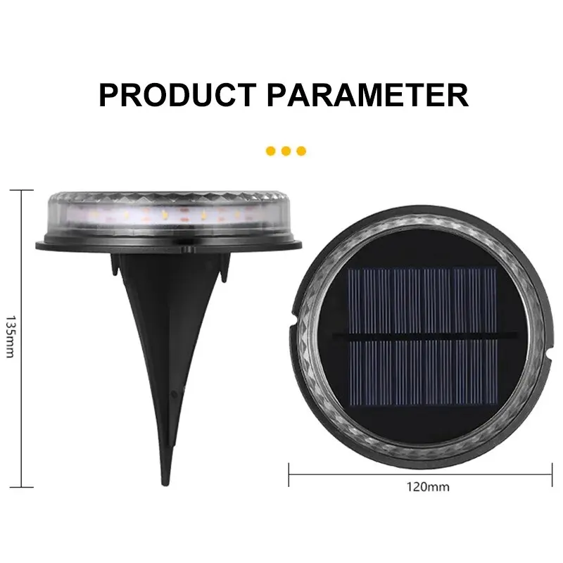 4Pcs 1200Mah Round Solar Night Security Disk Powered Led Garden Lawn Light Passerella Outdoor Landscape Ground