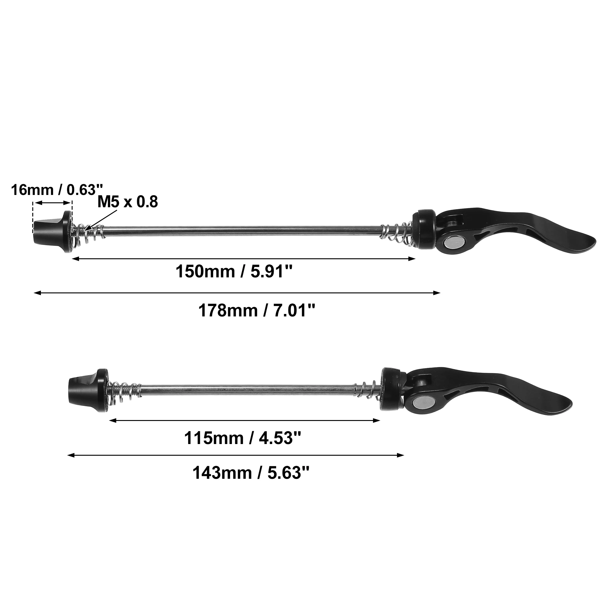 UXCELL 1쌍 자전거 퀵 릴리즈 액슬 스커버 레버 앞뒤 자전거 액슬 휠 허브 143mm 178mm MTB 산악 로드 자전거용