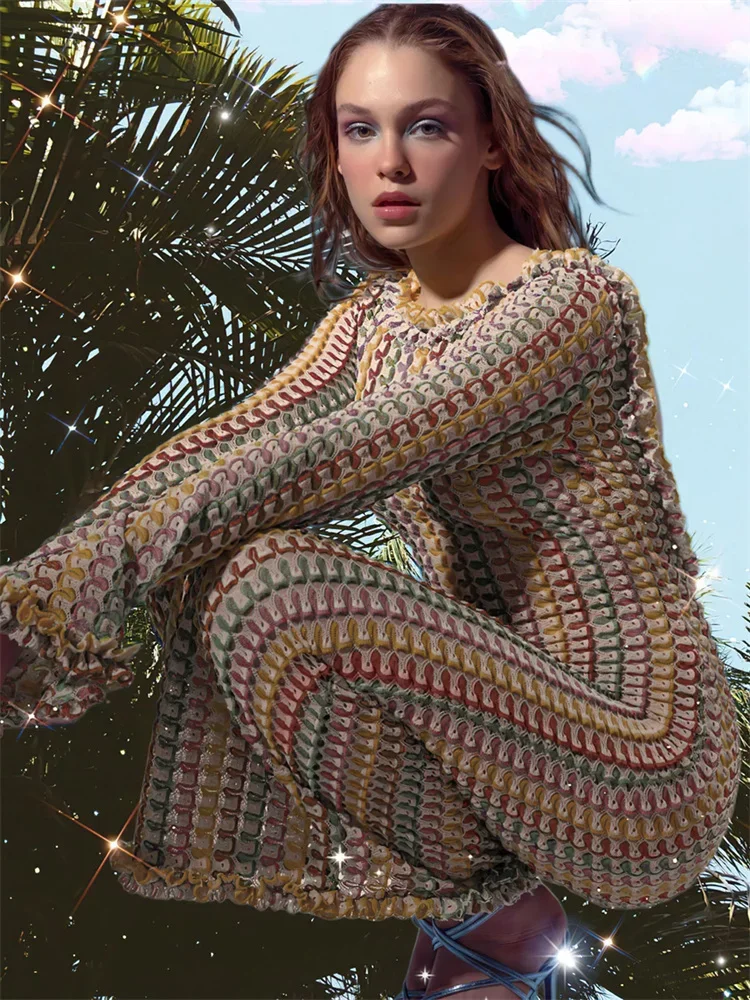 Lace Beach Holiday Long Dress Backless Female Hollow Out Patchwork Elegant Loose Contrast Party Dress Women Maxi Dress