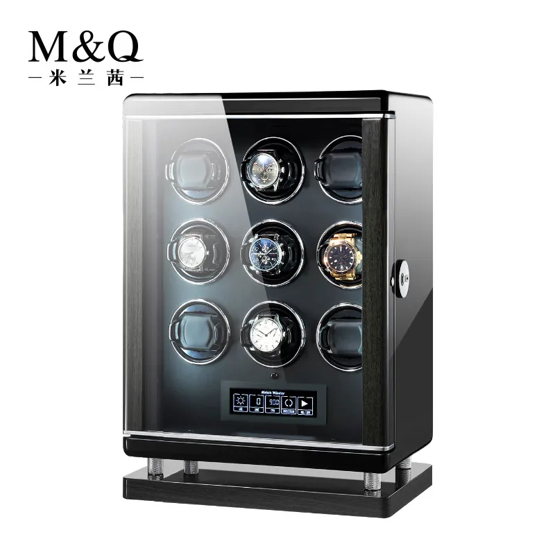 MELANCY Automatic Watch Winder Touch Mechanical Watch Turntable Built-in Backlight Box With Fingerprint Safe Storage Box Home