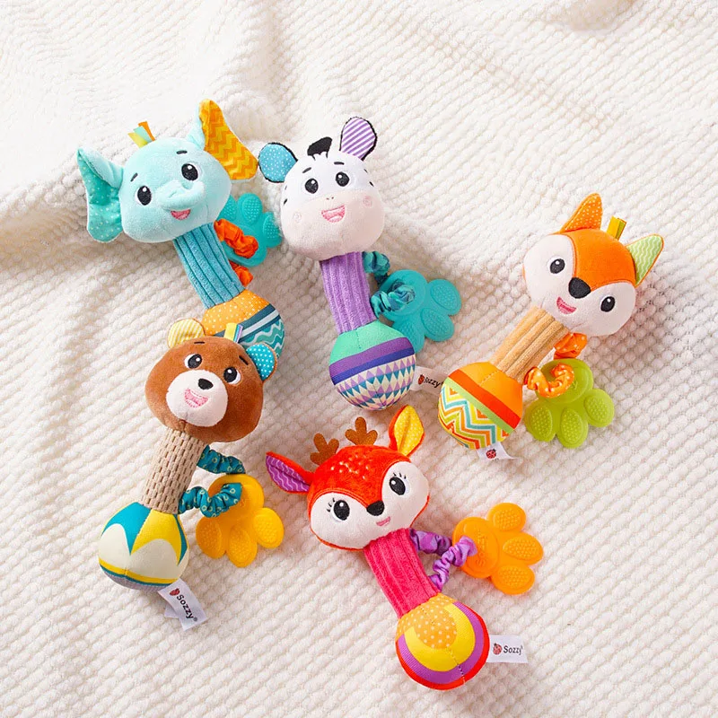 

Baby Toys Soft Rattles Shaker Newborn Infant Hand Grip Squeaky Handbell Development Sensory Toys with Teether Rattles for Babies