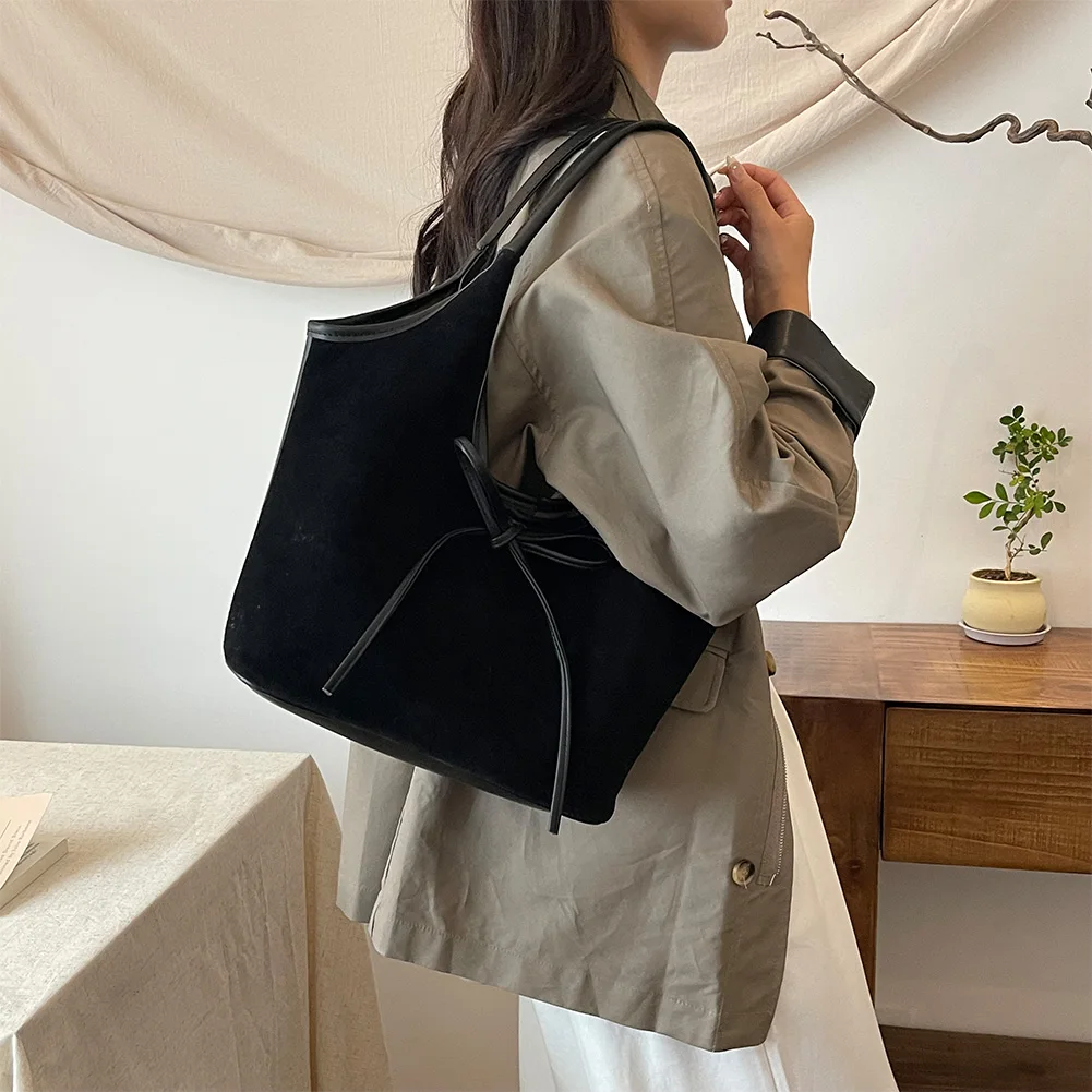 Suede Women Tote Bag with Magnetic Closure for Travel and Commute