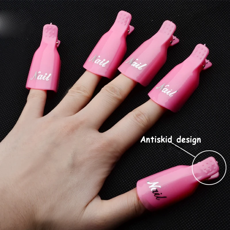 10 Pcs/Bag Colorful Acrylic Nail Art Soak Off Cap Clips Nails Cleaning Manicure UV Gel Polish Soak off Wrap Tools Finger nail polish remover nail gel remover nail debonder nail polish remover wipes nail polish remover wraps