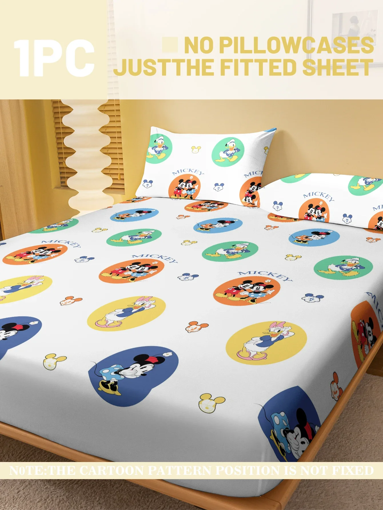 1 cartoon cute Mickey and Minnie digital printed frosted Fitted Sheet,bedroom printed bed cover,bedding(No pillowcase) 6