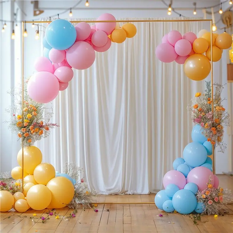 Gold Wedding Arches Square Backdrop Stand Metal Balloon Arch Stand for Ceremony Birthday Party Bridal Shower Decoration