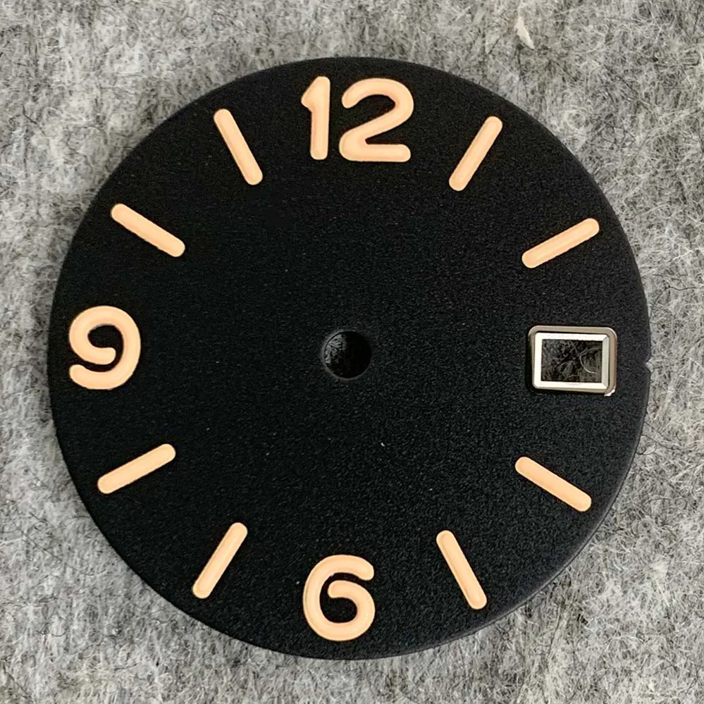 Watch Dial Accessories 28.5mm Watch Dial Digital Sunburst/Frosted Faces Green Luminous for NH35/NH36/4R/7S Movement