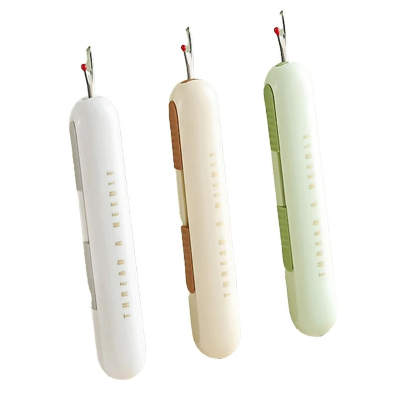 

3x 2-in-1 Retractables Needle Threader Seam Thread Remover Tool for Craft