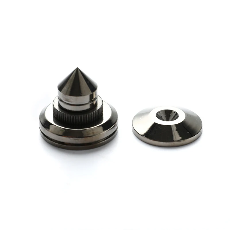 Set of 4 Premium Pure Copper Silver Speaker Spike Pads for Enhanced Sound Quality