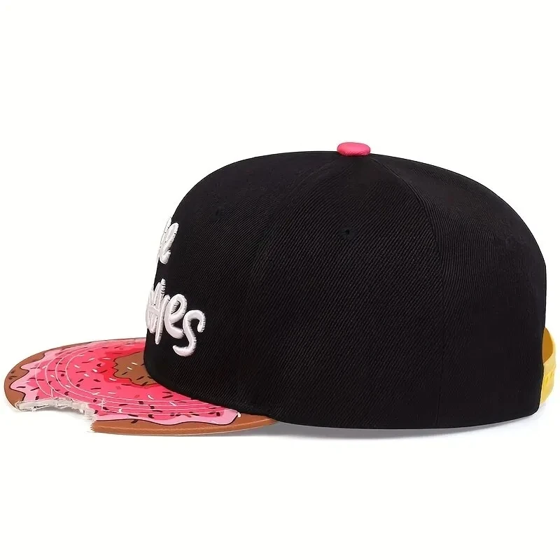 Men's Notched Doughnut Flat Top Baseball Hat Women's Hip Hop Embroidered Flat Brim