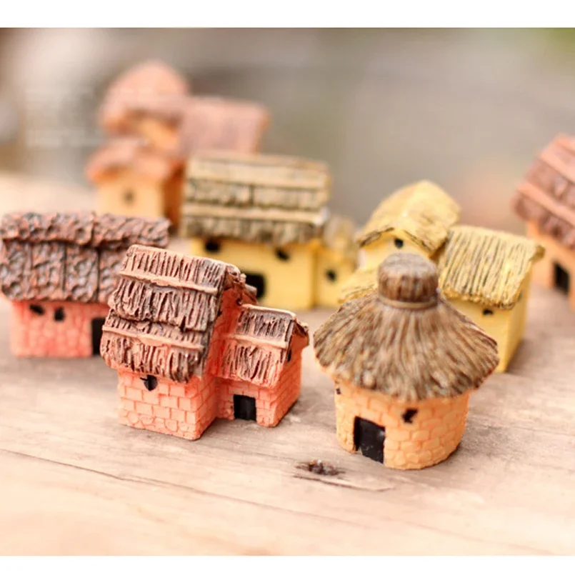 Chinese/Japanese Antique Mini House Retro Building Fairy Garden Figurines Miniatures/Terrarium Vintage Home Decor Ornaments DIY