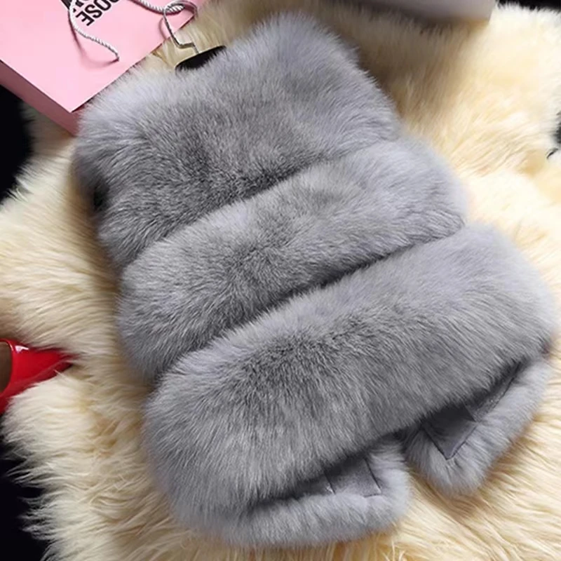 Women Vest Fluffy Jacket Plush Faux Fur Coat Female Sleeveless Coat Pink Vest Thickened Chic Casual Overcoat Autumn Winter New