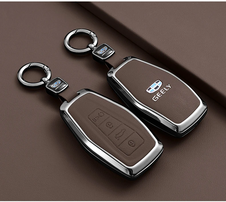 Auto Zubehör Leder Schlüssel Fall Halter Abdeckung Kette Für Geely Okavango Coolray Atlas Monjaro Tugella Emgrand GT S Proton X50 X70 – Detail 8