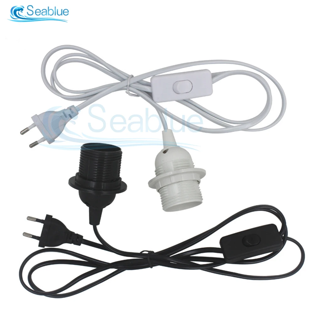 110V 220V 1.8M US/EU Plug Power Cord With ON/OFF Switch E27 Bulb Lamp Holder Textile Cable Cord for Hanging Light Kit lamp holder lamp bulb holder lamp base