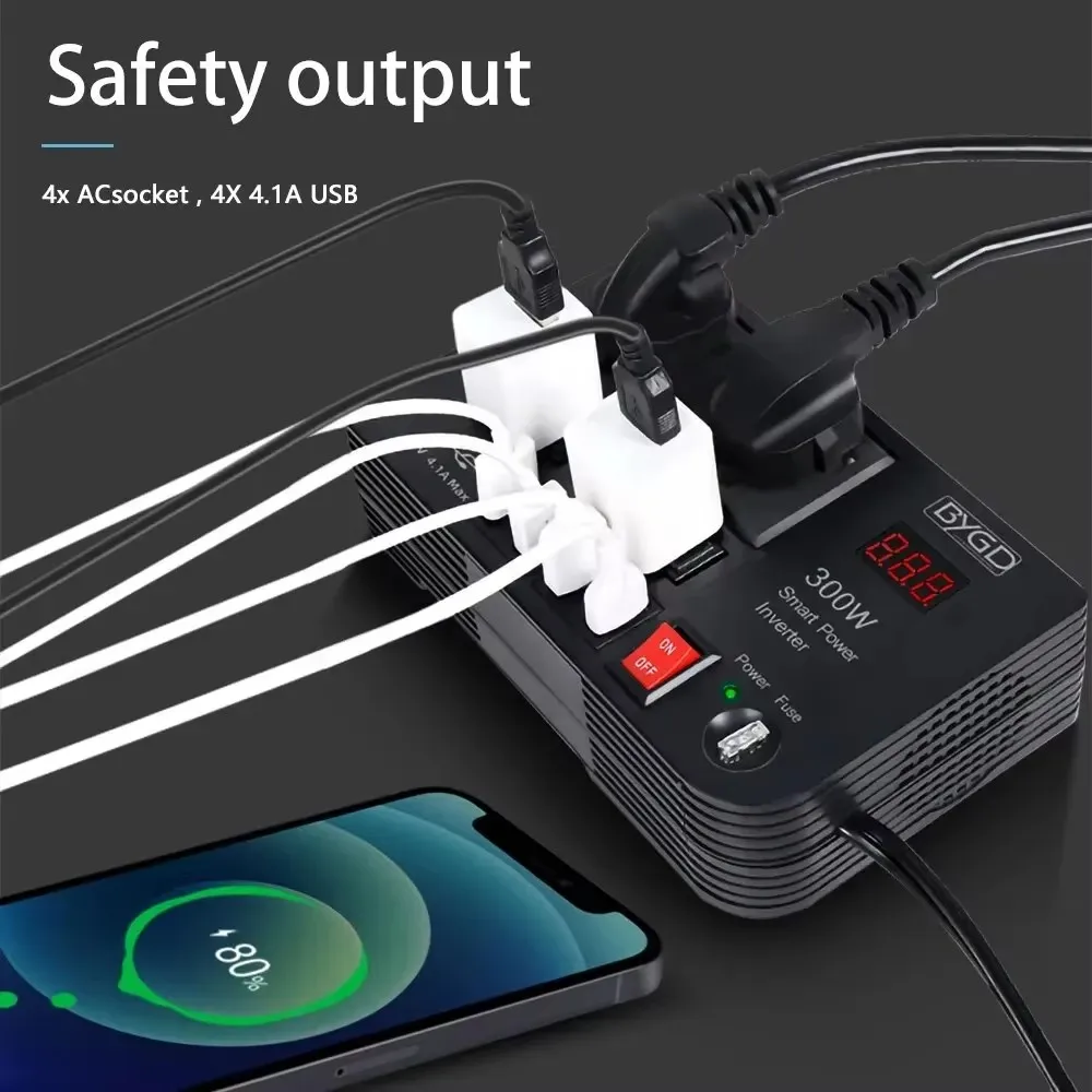 Car Inverter 300W High-power DC 12V To 220V Multi-function Home Modified Sine Wave Automotive Power Converter power inverter car converter inverter car inverter vehicle inverter car power converter