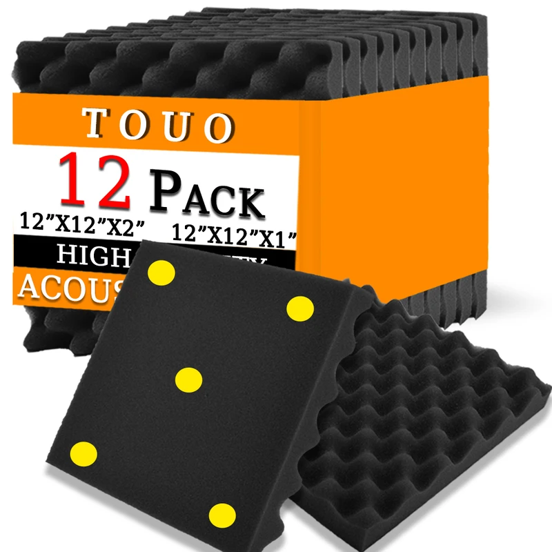 TOUO 12 Pcs Acoustic Foam High Egg Trough Acoustic Foam Sound Proof Sponge Pad High Density Sound Absorbing Material