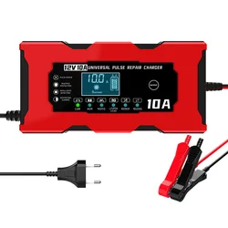 Smart 12V 10A Battery Charger for Various Battery Types with Repair Function (EU plug)