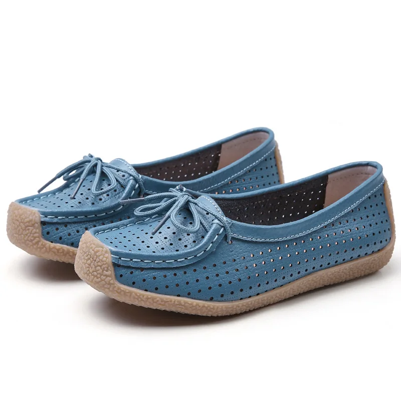 Women Genuine Leather Shoes Woman Loafers Casual Flat Shoes Female Slip On Ballet Flat Shoes Women's Driving Shoes