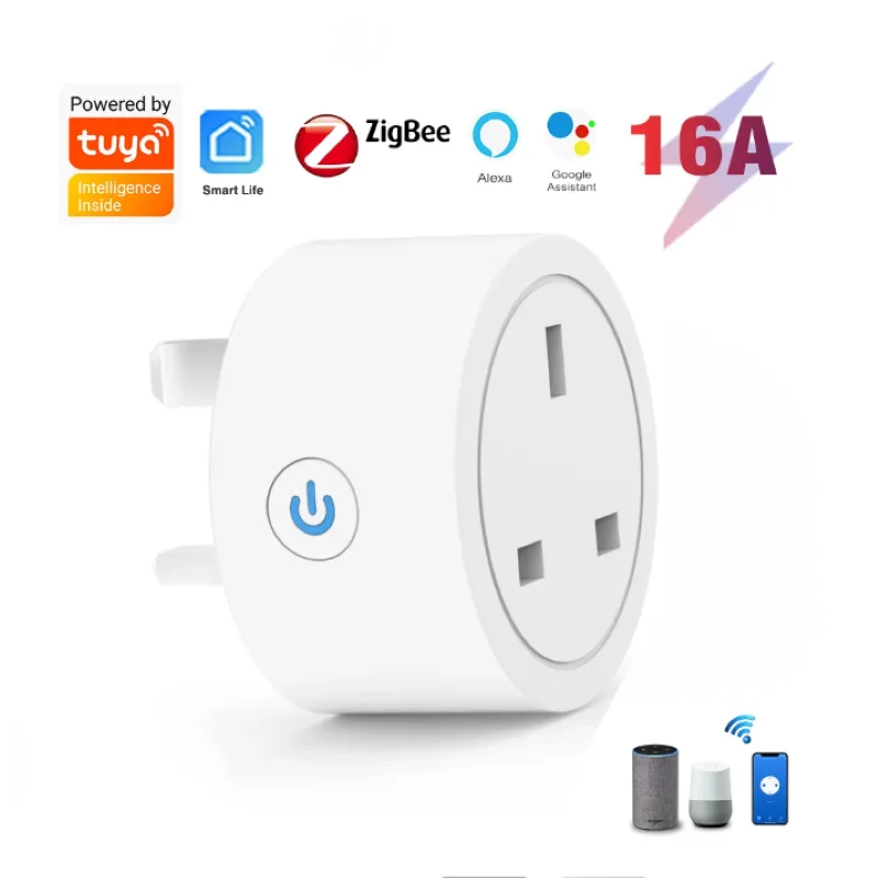 WiFi Smart Plug Bluetooth-compatible Wireless Remote Control Power Socket  for Water Heater Air Conditioner UK Plug, 20A 