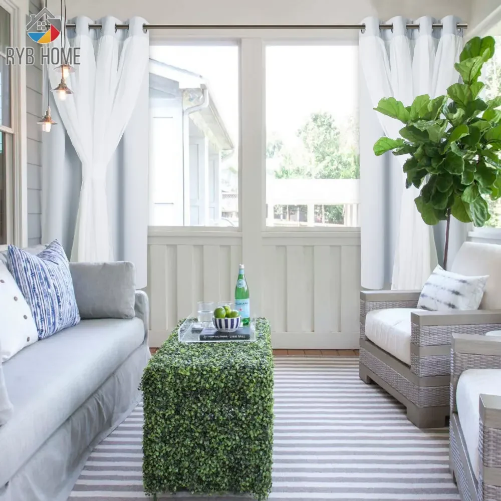 

RYB HOME Outdoor Waterproof Curtain Drape Blackout Light Blocking Fade Resistant with Grommet Rust-Proof for Porch&Beach&Patio