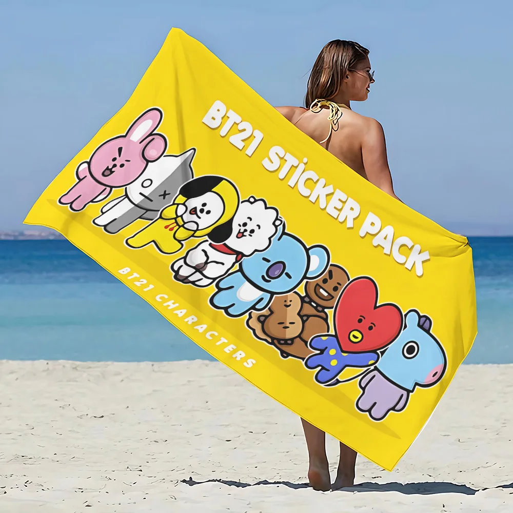 Beach Towel Microfiber Sand Free Quick Dry Soft Sandproof Pool Towels Gift for Cartoon B-B-BT21 Women Travel Shower 4