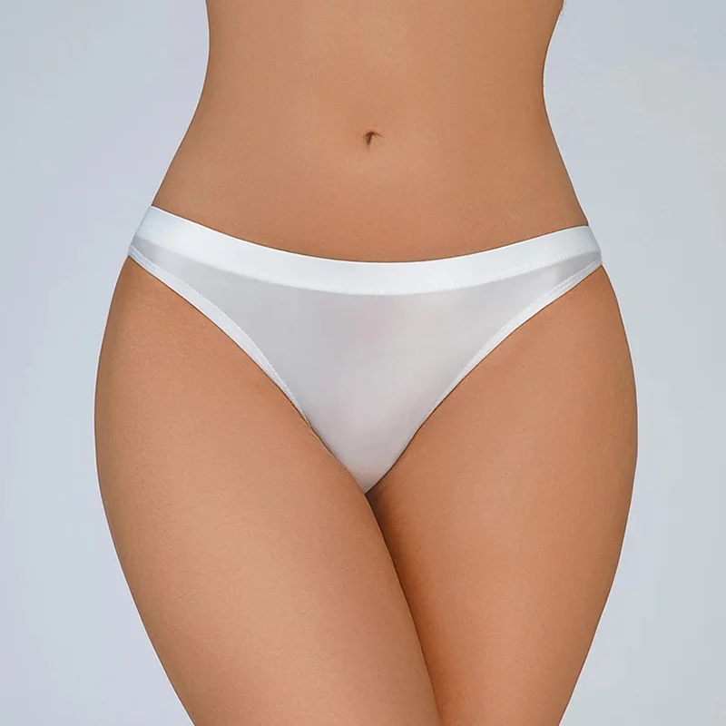 Lingerie For Ladies Ice Silky Shiny Low Waist Briefs Transparent Sexy Underwear Solid Sheer Mesh Lace Panties Erotic Lingerie