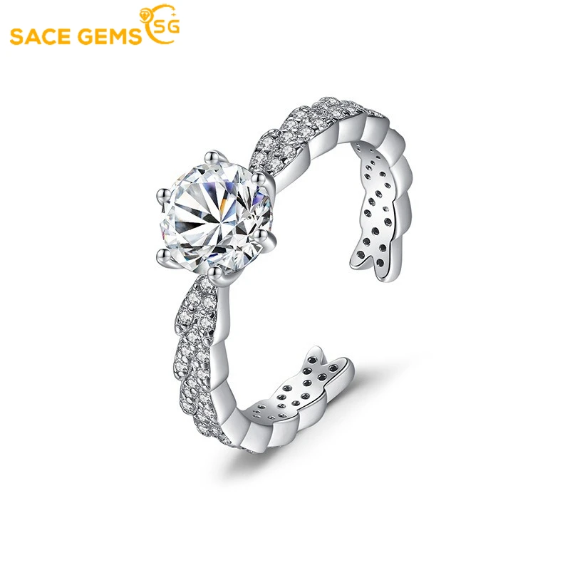 

SACE GEMS Sparkling Real 1 Carat Moissanite Wedding Rings for Women Top Quality 100% 925 Sterling Silver Engagement Fine Jewelry