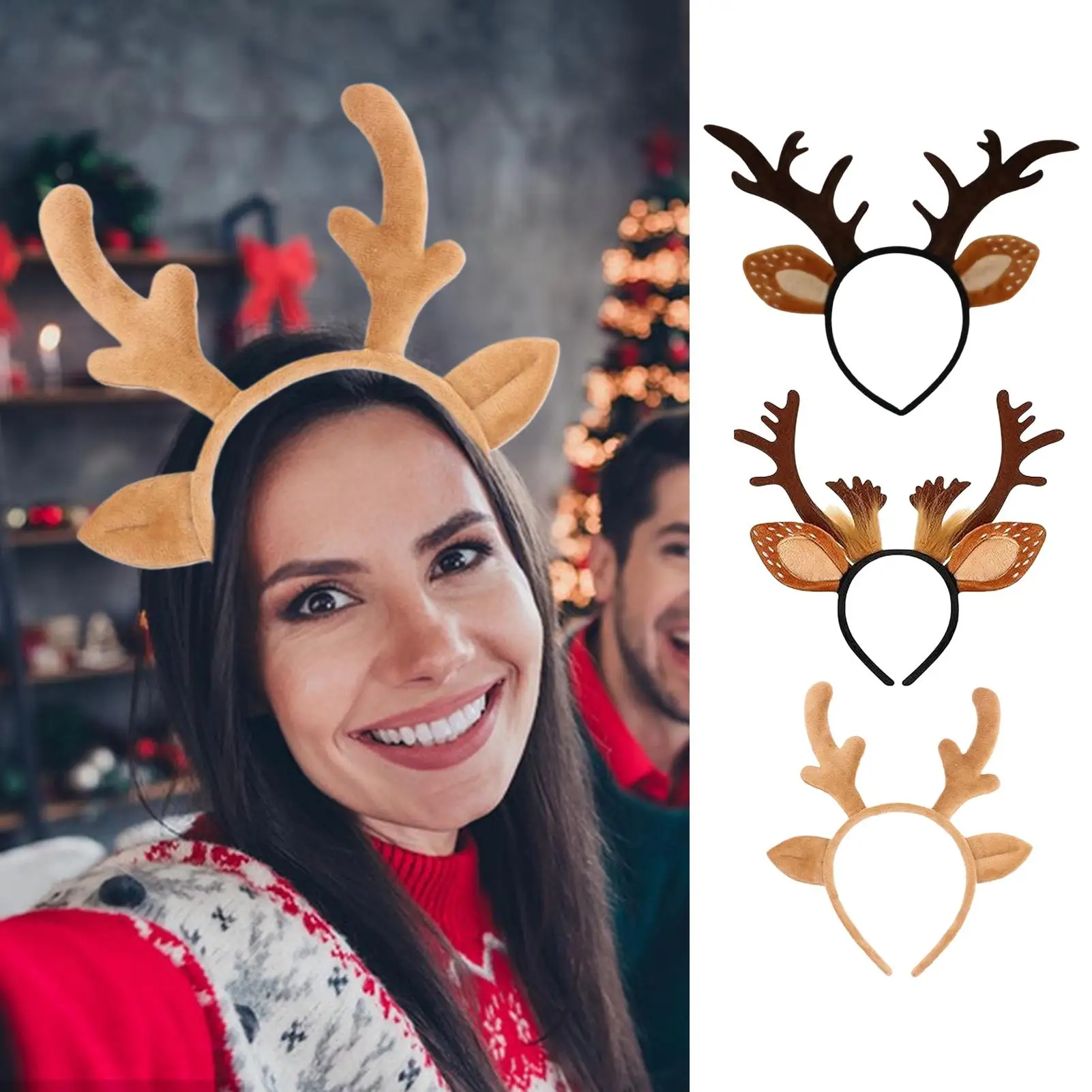 2025 Cartoon Christmas Headband Hair Band Party Gift Reindeer Antlers Headband Christmas Festival Decoration