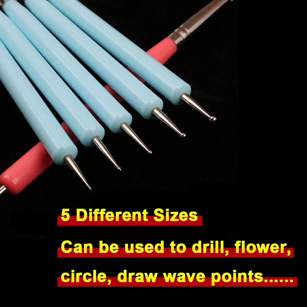 For Fun Two Head Dotting Tools Acrylic Sculpting Polymer Soft Pottery Clay Tool Silicone Head Art Embossing Shaper Tool 5Pcs/Set