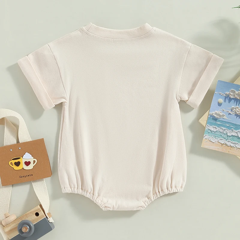 2023-03-23 Lioraitiin 0-24M Baby Boys Girls Summer Casual Rompers Clothes Solid Short Sleeve O-neck Loose Jumpsuits Playsuits 4
