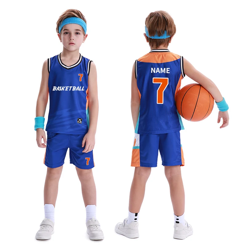 High Quality Boys Basketball Uniforms 100% Polyester Mesh Throwback Breathable Basketball Shirts For Kids